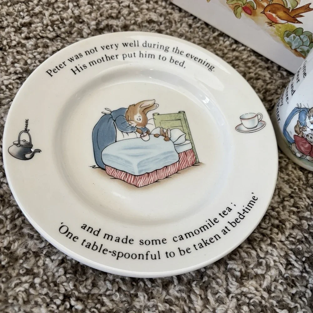 Vintage Wedgwood Peter Rabbit Nursery Set in Box – Beatrix Potter Plate Bowl Mug